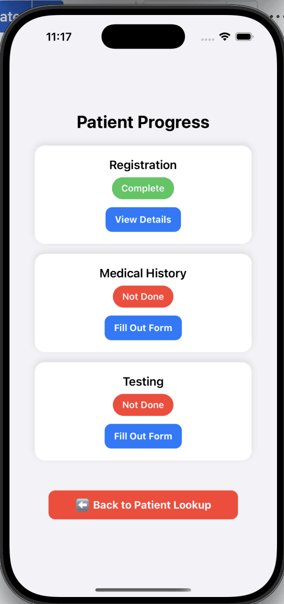 Patient Progress Page